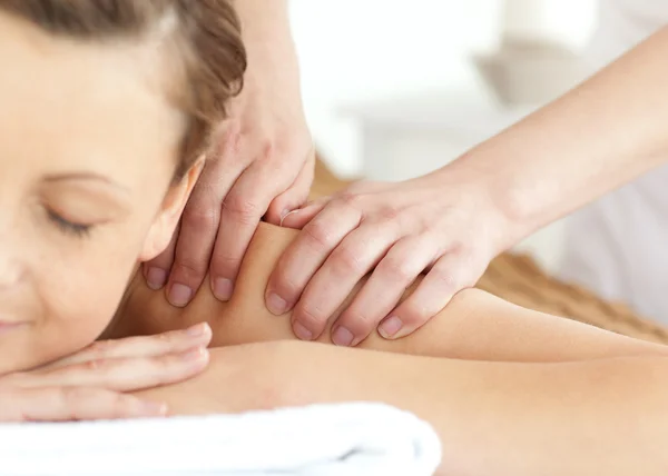 Bright woman having a massage — Stock Photo, Image