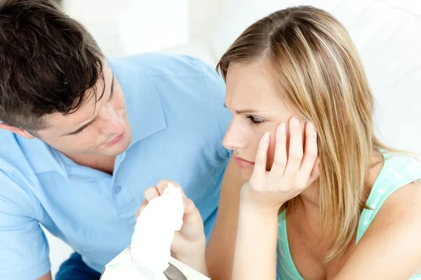 Tired couple having an argue in the living-room — Stock Photo, Image