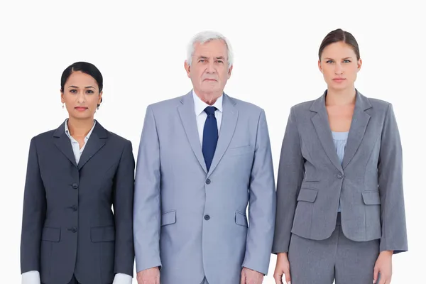 Drie zakenmensen permanent — Stockfoto