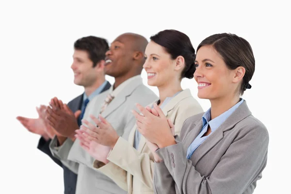 stock image Side view of applauding salesteam