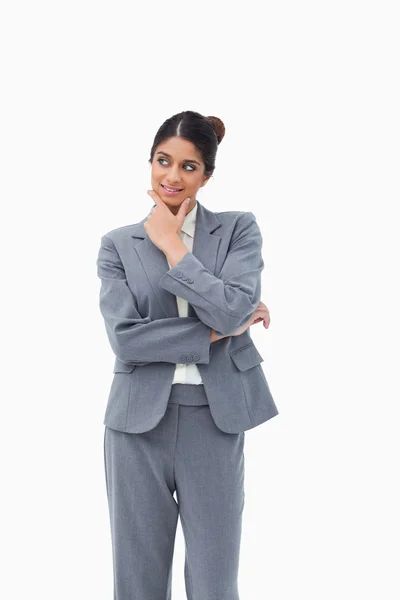 Saleswoman in thoughts — Stock Photo, Image