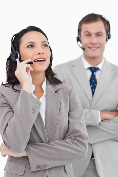 Call center agenten permanent samen — Stockfoto