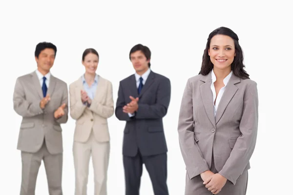 Businesswoman getting applause by colleagues — Stock Photo, Image