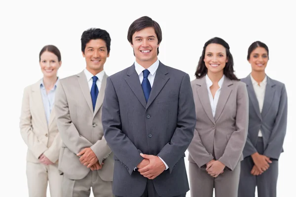Smiling salesteam standing — Stock Photo, Image