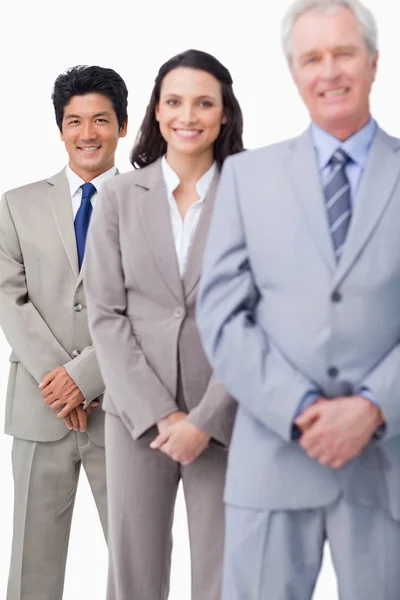 Young salespeople together with mentor — Stock Photo, Image