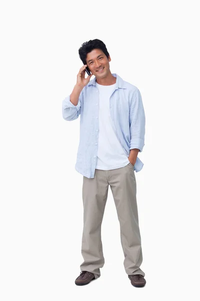 Smiling male on cellphone — Stock Photo, Image