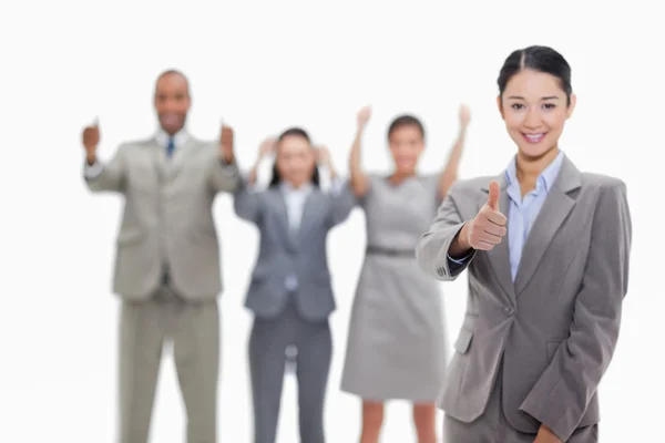 Approving business team with thumbs-up — Stock Photo, Image