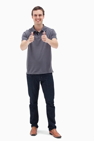Man approving with his thumbs up — Stock Photo, Image