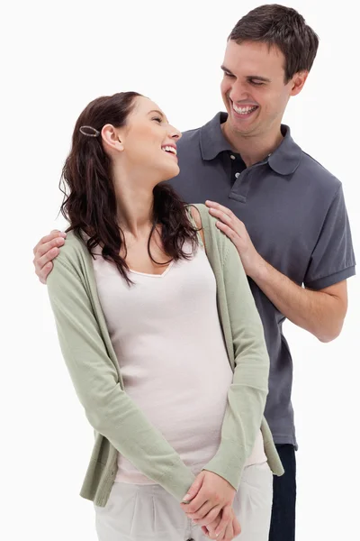 Close-up of a couple who laughs together — Stock Photo, Image