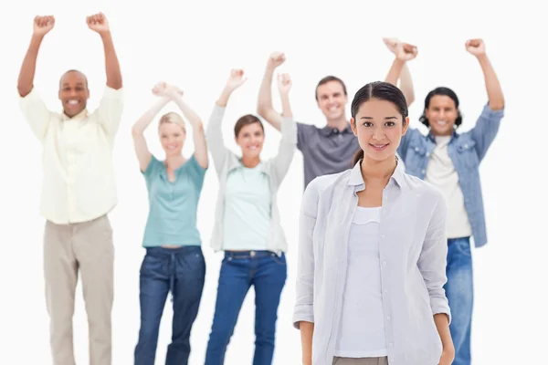 Close-up of a woman with raising their arms — Stock Photo, Image