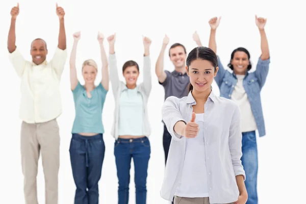 stock image Close-up of a girl with raising their arms and with their