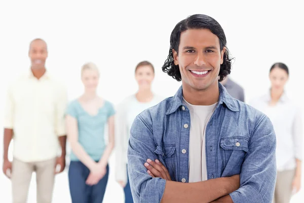 stock image Close-up of a man crossing his arms with behind