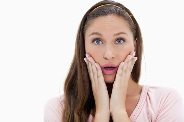 Close-up of a surprised young woman — Stock Photo, Image