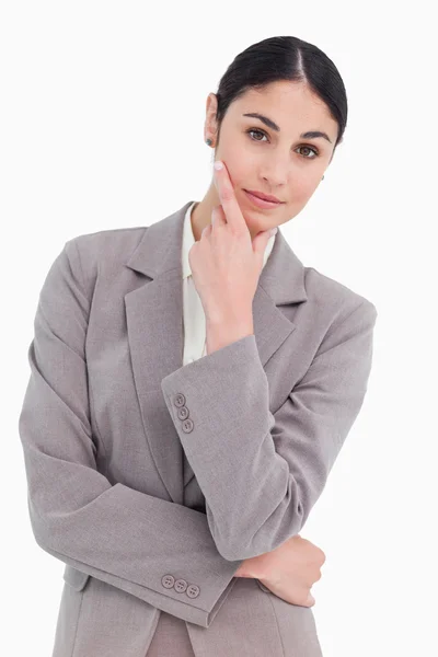 Young businesswoman in thinkers pose — Stock Photo, Image