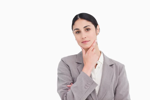 Young saleswoman in thinkers pose — Stock Photo, Image