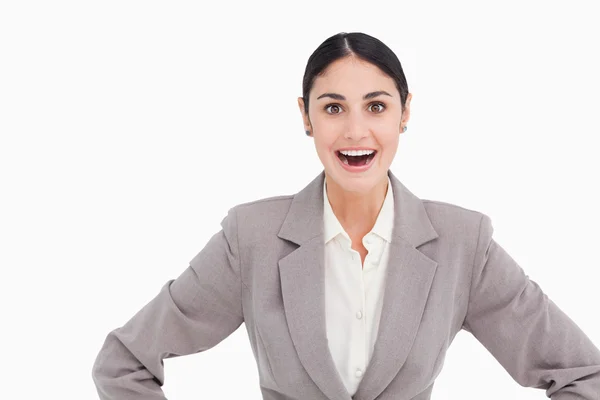 Young businesswoman looking positive surprised — Stock Photo, Image