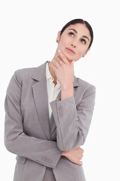 Saleswoman in thinkers pose — Stock Photo, Image