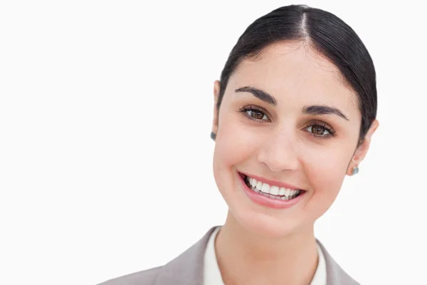 Primer plano de la sonriente mujer de negocios —  Fotos de Stock