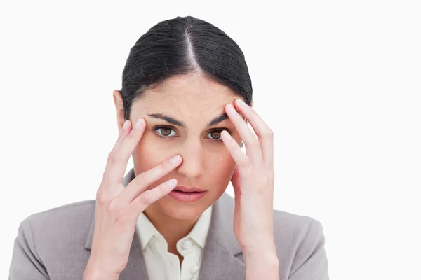 Close up of frustrated looking businesswoman — Stock Photo, Image