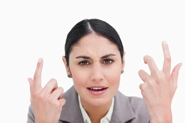 Close up of confused looking businesswoman — Stock Photo, Image