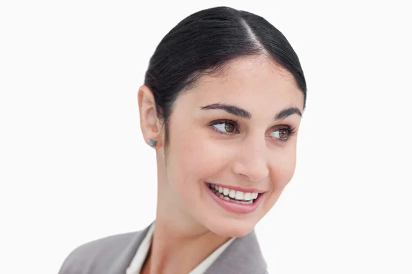 Närbild på affärskvinna vrida huvudet — Stockfoto