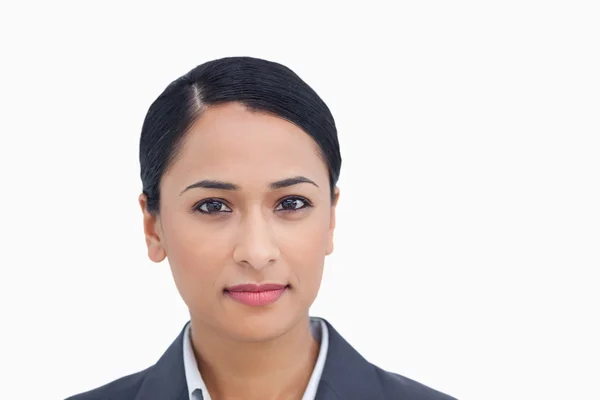 Close up of serious looking saleswoman — Stock Photo, Image