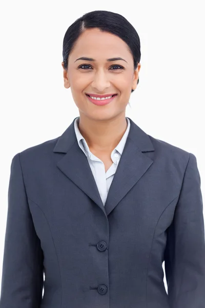Close up of happy smiling saleswoman — Stock Photo, Image