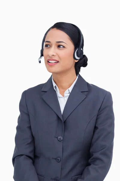 Close up of talking call center agent — Stock Photo, Image