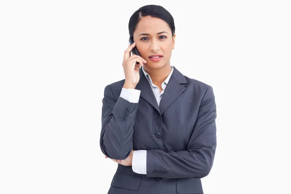 Närbild på försäljare i telefonsamtal — Stockfoto