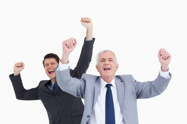 Close up of cheering businessmen — Stock Photo, Image