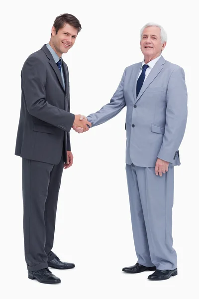 Vista laterale di uomini d'affari che stringono la mano — Foto Stock