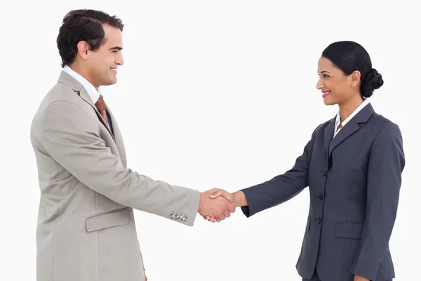 Side view of business partners shaking hands — Stock Photo, Image
