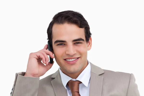 Close up of salesman on his cellphone — Stock Photo, Image