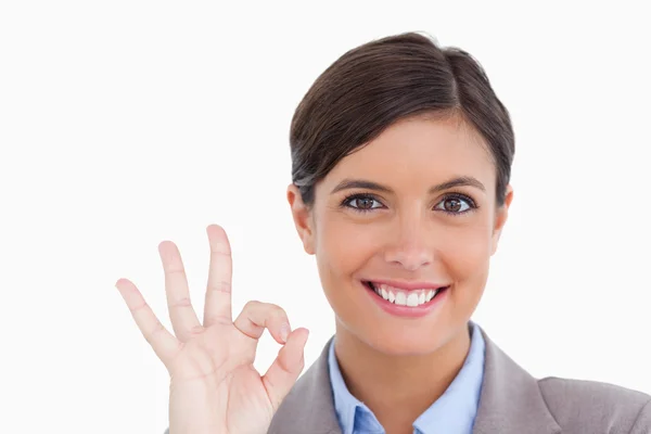 Close up of female entrepreneur giving approval — Stock Photo, Image