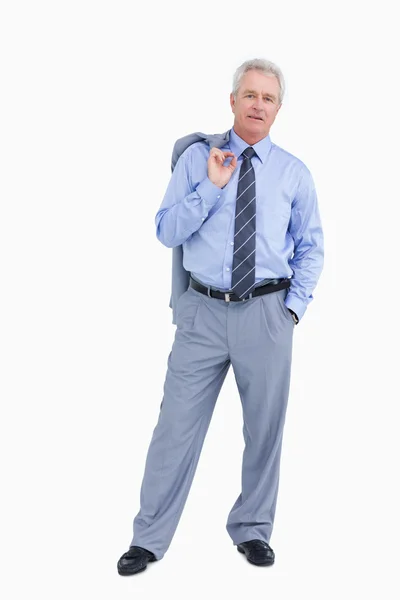 Mature tradesman with jacket over his shoulder — Stock Photo, Image