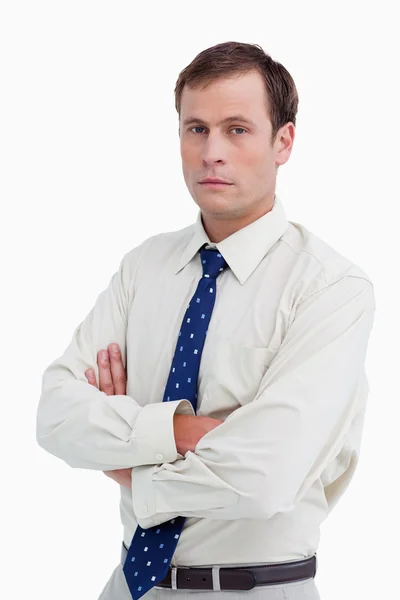 Close up of serious businessman with his arms folded — Stock Photo, Image