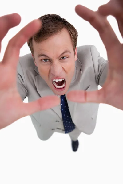 Angry yelling businessman — Stock Photo, Image