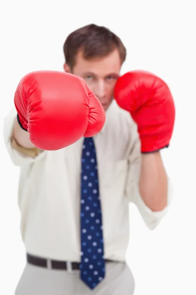 Close up of businessman's fist attacking — Stock Photo, Image