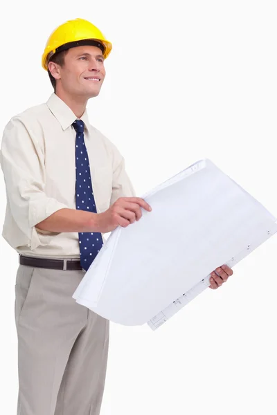 Architect with plans in his hands — Stock Photo, Image
