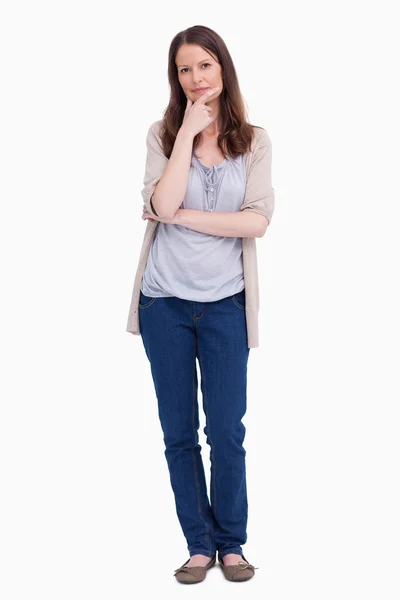 Woman in thinkers pose — Stock Photo, Image