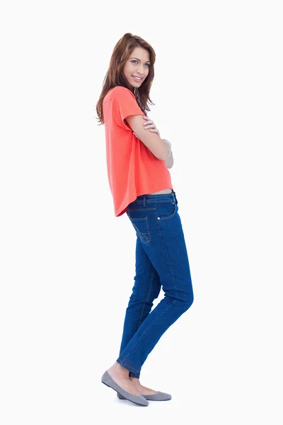 Side view of a teenager wearing casual clothes — Stock Photo, Image