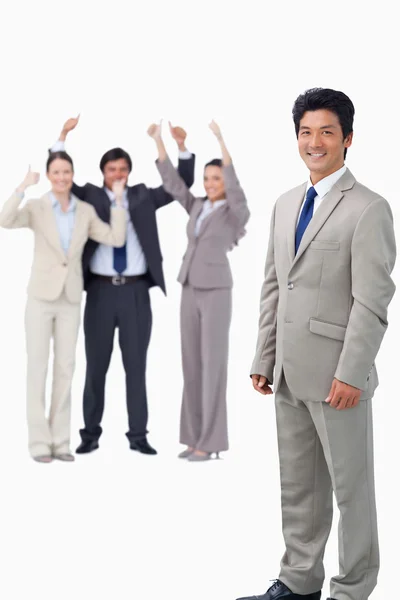 Salesman getting celebrated by his team — Stock Photo, Image