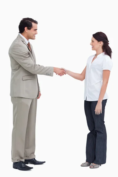Side view of business shaking hands — Stock Photo, Image