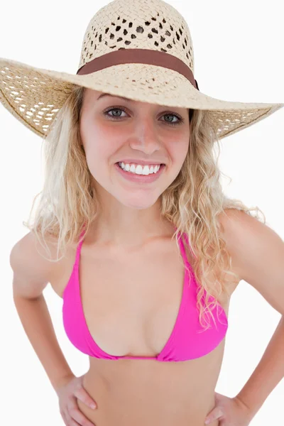 Attractive young blonde woman looking at the camera Stock Image