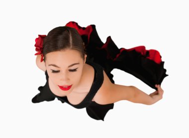 Overhead view of dancing woman clipart