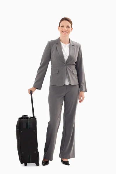 Donna d'affari con valigia — Foto Stock