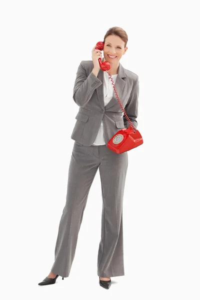 Üzletasszony beszél telefonon. — Stock Fotó