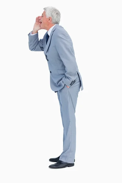 Profile of a businessman shouting — Stock Photo, Image