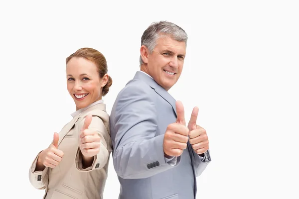 Portrait of business approving back to back — Stock Photo, Image