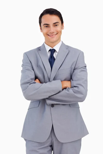 Close-up of a good-looking man with folded arms — Stock Photo, Image